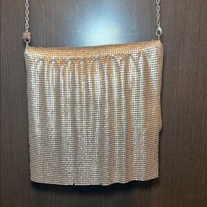 BCBG Max Azria Rose Gold Metal Mesh Evening Bag